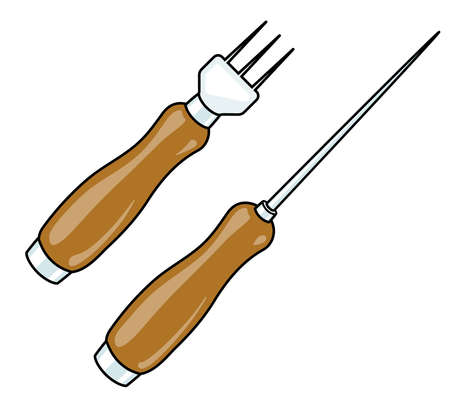Ice pick and chipper bar restaurant kitchen accessory. Hand-drawn doodle cartoon style vector image. For restaurant bar website design, cocktail food making process illustration, cookbook decorationのイラスト素材