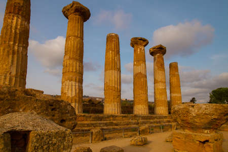 Agrigento, Sicily Italy - 09 26 2026: Valley of the Temples. Remains of the Temple of Heracles Herculesのeditorial素材