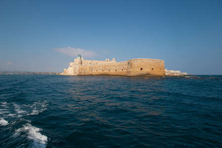 Siracusa, Sicily Italy - 09 30 2021: see view on Castello Maniace on the Ortygia island.のeditorial素材
