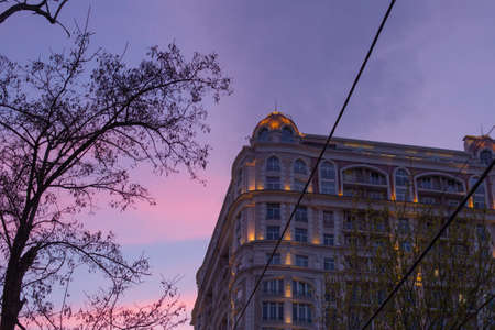 Odessa, Ukraine - 04 24 21: a facade of neo-baroque, modern residential building on French Boulevard...