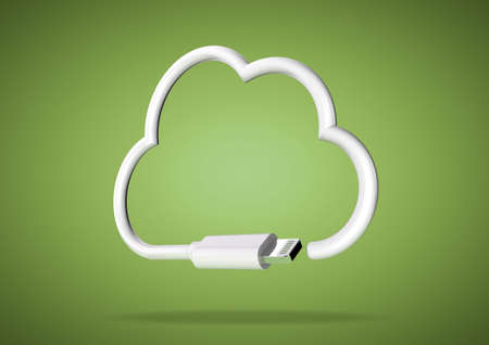 Computer cable bends to make the shape of a internet cloud computing icon.の写真素材