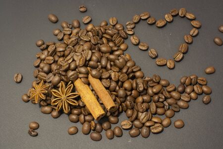 Composition of anise, coffee beans and cinnamon option 1の写真素材