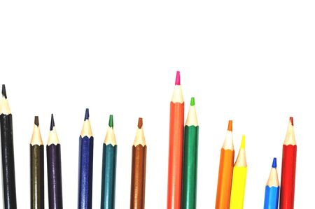 color pencils on isolated white backgroundの写真素材