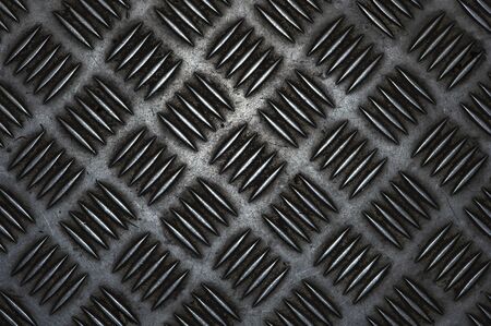 Metal floor with corrugated surface close-up. Corrugated aluminum sheet, background textureの写真素材