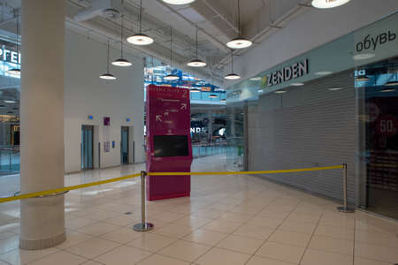 RUSSIA, MOSCOW - MARCH 28, 2020: Empty, due to the coronovirus, Aviapark shopping center on a day...