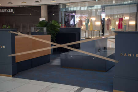RUSSIA, MOSCOW - MARCH 28, 2020: Empty, due to the coronovirus, Aviapark shopping center on a day off.のeditorial素材