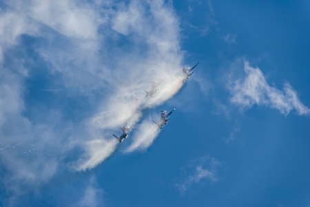 Moscow Russia Kubinka airfield August 30, 2020: Russian Knights aerobatics flight at the...