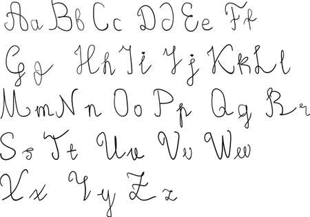 Handwritten vector font for lettering. Lowercase and uppercase letters of the English alphabet.のイラスト素材