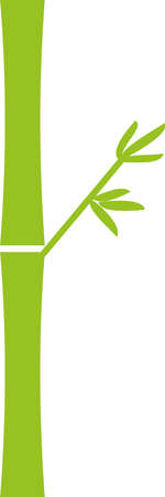 Green silhouette of bamboo branches. Icon illustration isolated on white. Hand drawing vector sign symbolのイラスト素材