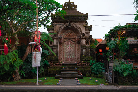 Exquisite Balinese architecture under the summer sky, blending nature and cultureの写真素材