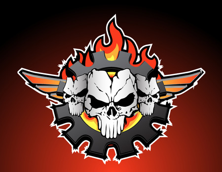 skulls trio motorのイラスト素材