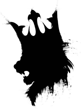 lion, king with crown vector illustration silhouetteのイラスト素材