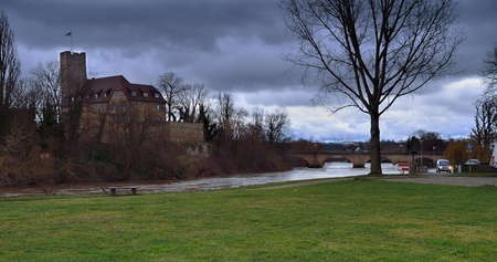 Neckar after the rain. German countrysideのeditorial素材