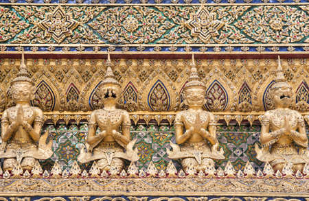 Garuda and Gandharvas at Wat Phra Kaew, Temple of the Emerald Buddha, Bangkok, Thailandのeditorial素材