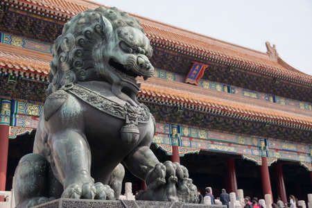 Chinese guardian lion.In Forbidden City (Gu Gong), Beijing, Chinaのeditorial素材