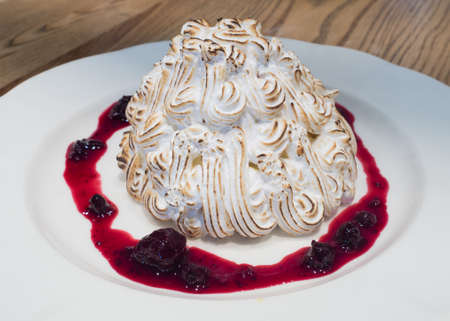 Pancake stuffed with ice cream In white dishの写真素材