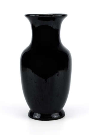 Black vase isolated on white backgroundの写真素材