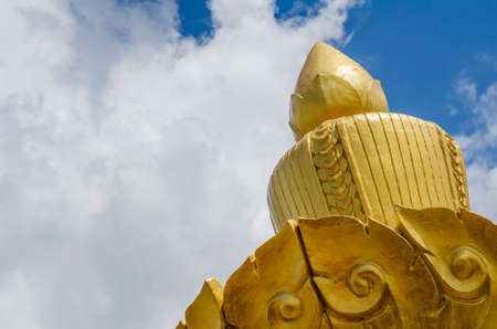 Carved lotus on sky background,A Cloudy daysの写真素材