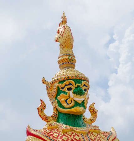 The Big Giant guardian statue in buddhist temple in Thailandの写真素材
