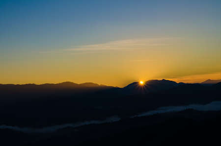 Colorful Sunrise over the mountain hills,Sunrise in mountains,Sunrise landscapeの写真素材