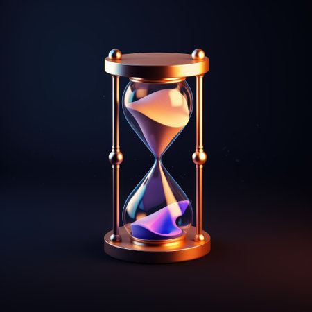 An intricate 3D hourglass icon on the backgroundの素材