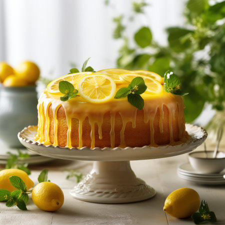Lemon Cake topped with fresh lemonの素材