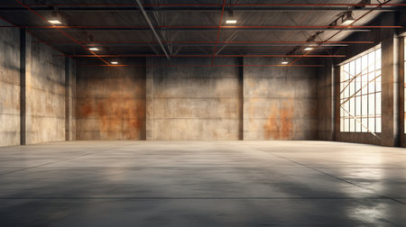 Empty factory interior or vacant warehouseの素材