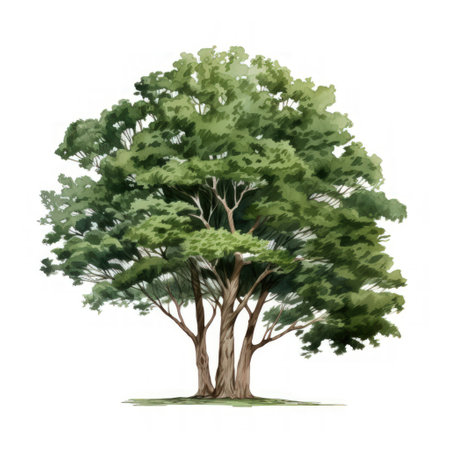 Watercolor tree illustrations on a white backgroundの素材