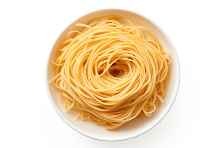 Pasta nest on a white backgroundの素材