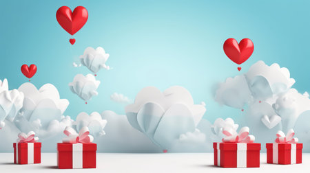 Gift box opening with pink and red hearts flying,a Valentine's Day delight.の素材