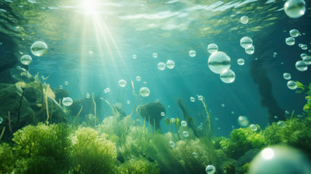 Air bubbles under water natureの素材