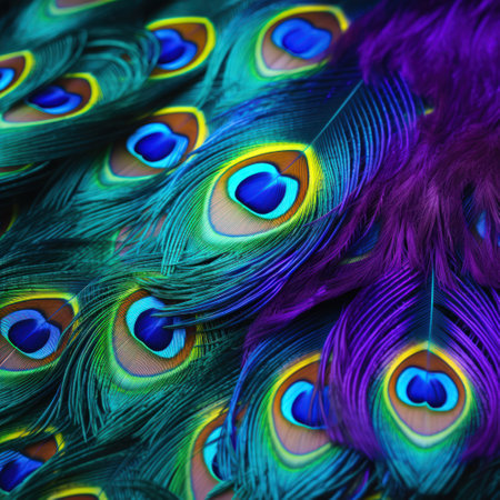 Peacock feathers as a backgroundの素材
