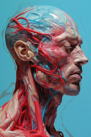 anatomy of human on a blue backgroundの素材