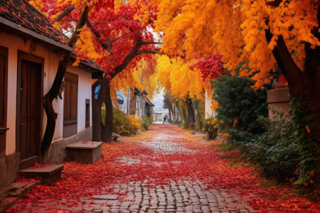 Illustration Gorgeous autumn landscape within a parkの素材