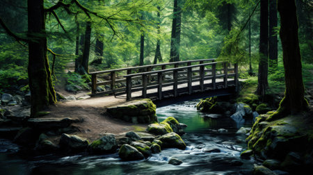 wooden bridge in the forestの素材