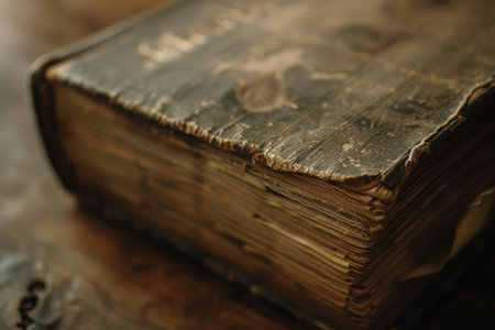 A dusty antique book, implying the wisdom and history held within.の素材