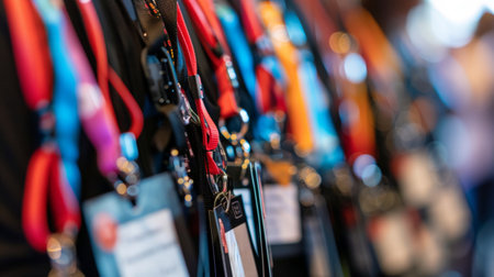 Close-up of diverse badges on lanyards, highlighting attendees names, job titles, and pronouns --ar 16:9 Job ID: 953d38e2-d968-49ee-9ef0-a3d0058fadbbの素材