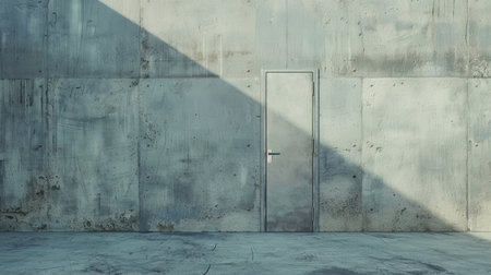 Concrete floor and a closed door for product display or an industrial background.の素材