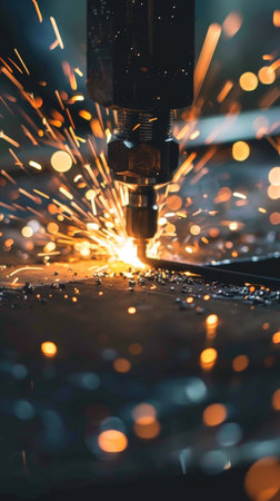 Sparks flying as an innovator welds together a new component for their invention.の素材