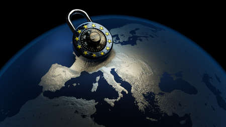 GDPR Europe DSGVO Privacy Policy Map Lock EUの写真素材