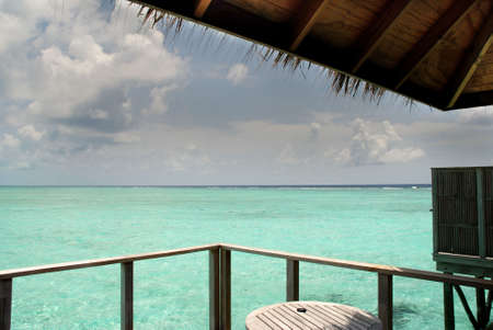 A view from the private decking of the over the water Villasの写真素材