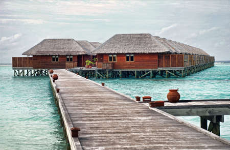 Meeru island water villa approachの写真素材