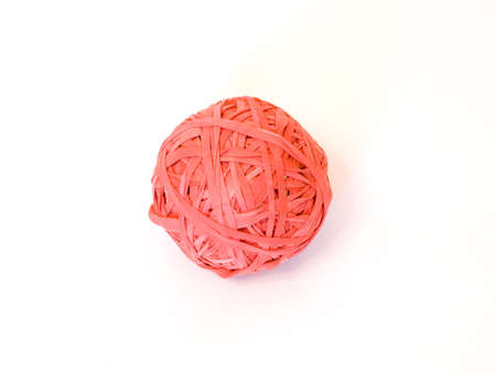 Rubber band ball on white background.の写真素材