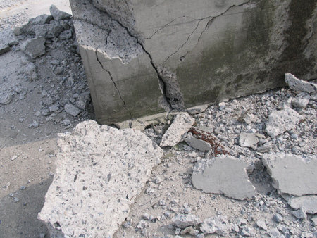 Damaged concrete foundation