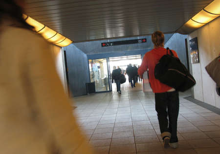 At the train station.