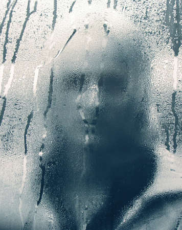 Face behind dew - analog capture - silvergrains to be seen.の写真素材