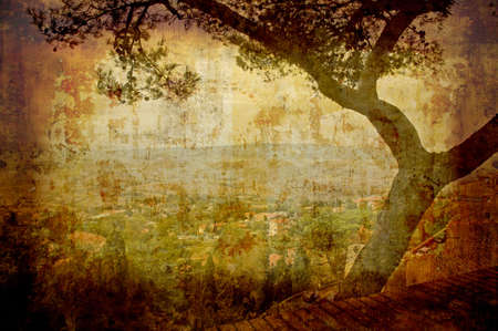 Artistic work of my own in retro style - Postcard from Italy.の写真素材