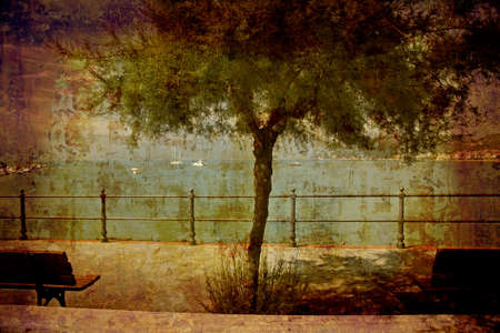 Artistic work of my own in retro style - Postcard form Italy.の写真素材