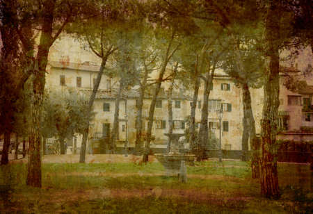 Artistic work of my own in retro style - Postcard from Italy.の写真素材