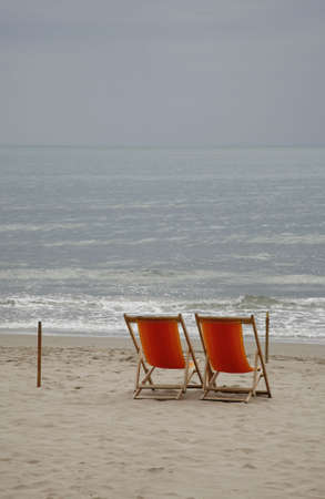 An overcast day with no one at the beach - The Italian Rivieraの写真素材
